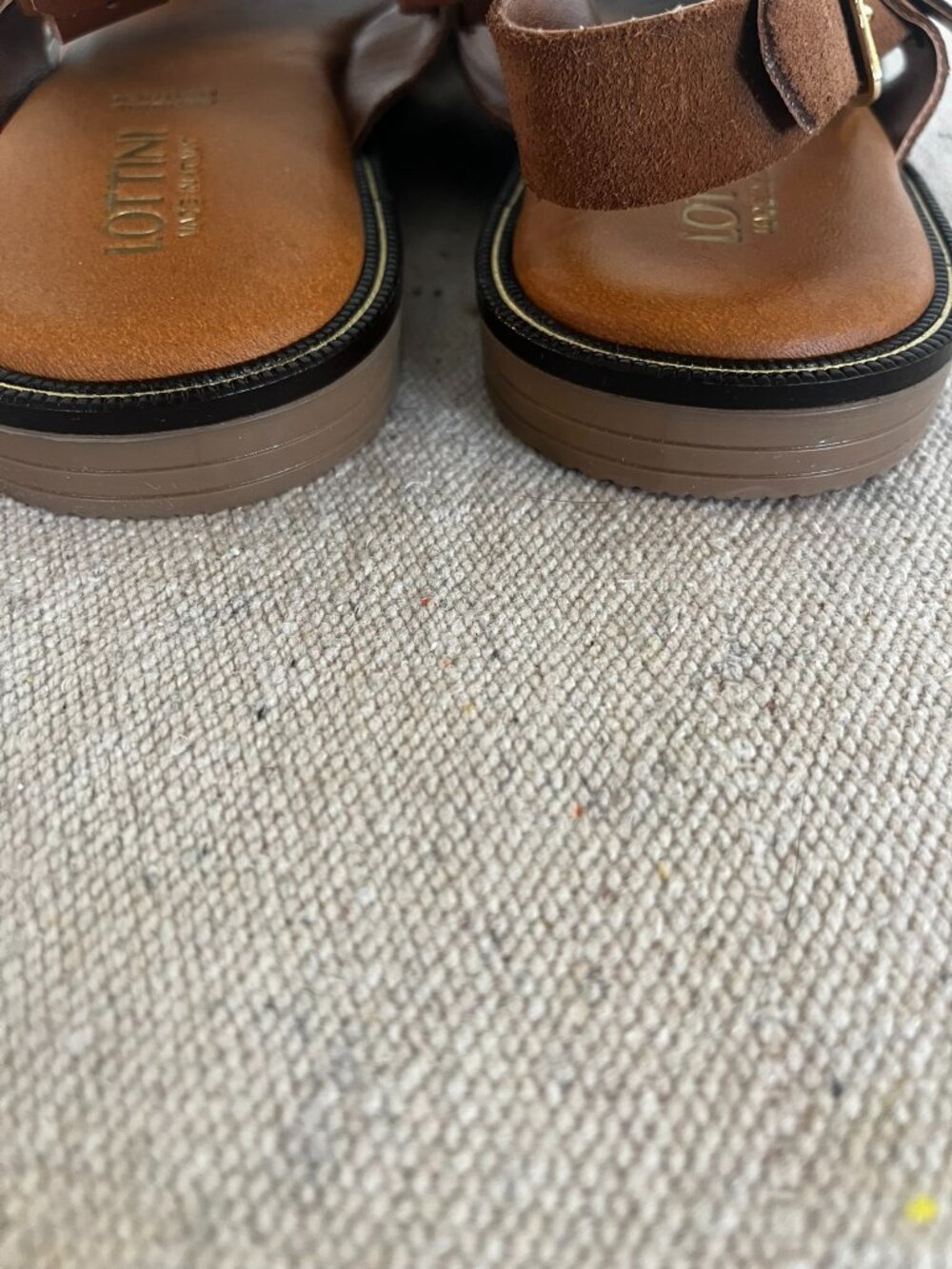 Lottini Woman's Brown Suede Sling Back Crisscross Buckle Flat Sandals Sz 40 - Picture 6 of 10